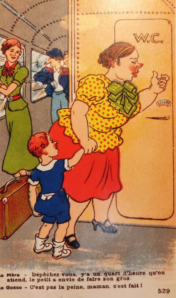 Carte postale toilettes train