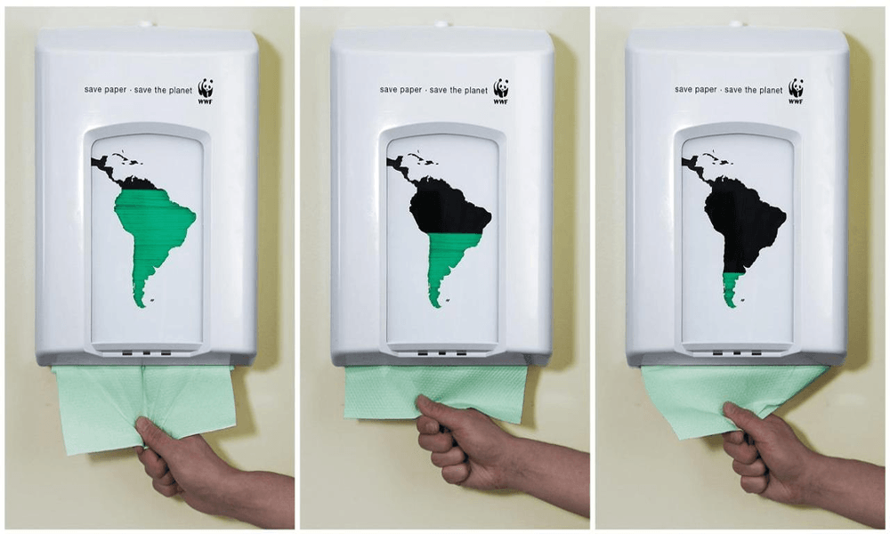 Nudge environement avec des serviettes en papier